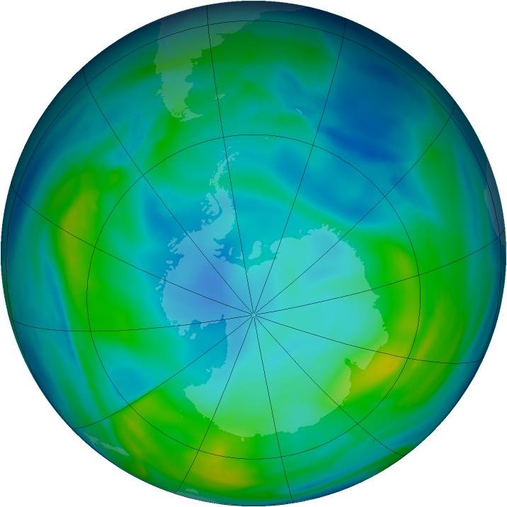 Antarctic ozone map for 26 May 2005